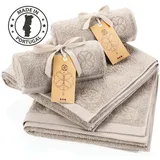 Liebenstein Handtuchset 2 x Duschtuch 70 x 140 cm und 2 x Handtuch 50 x 100 cm beige