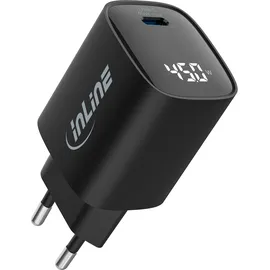 InLine USB PD Netzteil, GaN Ladegerät, 1-Port, USB-C, 45W, mit Display