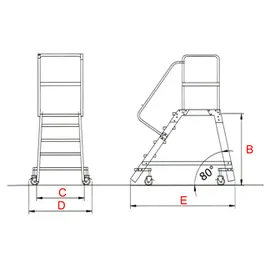 Euroline Mobile Podesttreppe 3 Stufen  Grau Aluminium