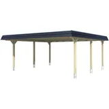 SKANHOLZ Doppel-Carport Wendland 6,30 x 6,37 m grau inkl. Regenrinne und Pfostenanker