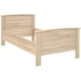 Bettgestell >GLORIA< Seniorenbett in Sonoma Eiche Nachbildung (Innenmaß 100x200cm) - 115,4x88,7x209,7cm (BxHxT) - Beige