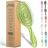 Ninabella Haarbürste ohne Ziepen für Damen und Herren - Entwirrbürste auch für Locken & Lange Haare - Profi Detangler-Bürste - Spiralfeder Haarbürsten - Limetten Grün