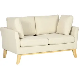 Homcom Sofa Doppelsofa in Leinenoptik, mit Kissen, bis 150 kg, Beige, 78x78x137 cm Wohnzimmer, Sofas & Couches, Sofas