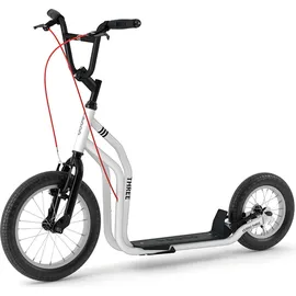 Yedoo Three Roller Scooter Tretroller - für Erwachsene und Teenager, bis 120 kg, mit Luftreifen 16/12 und verstellbarem Lenker Weiß - Weiß