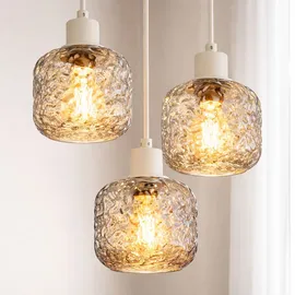 GLOBO Beige 3-flg. 35 cm Rund Glas, Metall