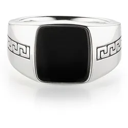 Fingerring BRUNO BANANI "Schmuck Geschenk Silber 925 Herrenring Siegelring Mäander Onyx" Gr. 66, silber (silberfarben, schwarz, schwarz), Fingerringe, Herren, 66, Silber 925 (Sterlingsilber), 14,2mm, mit Onyx