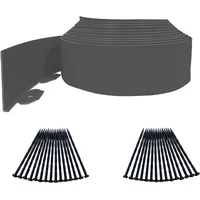 Flexible Rasenkante Kunststoff mit 10cm Hoch 10m Lang,Kunststoff-Garteneinfassung mit 30 STK Heringen,No-Dig-Path-Beeteinfassung blumenbeet Umrandung (Grey)