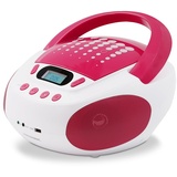 Metronic CD-Player für Kinder, MP3, Pop Pink, mit USB-Port, Stromversorgung oder Batterien, Weiß und Rosa