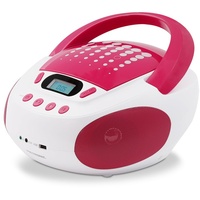 Metronic CD-Player für Kinder, MP3, Pop Pink, mit USB-Port, Stromversorgung oder Batterien, Weiß und Rosa