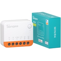 SONOFF MINIR4 Smart Schalter 2 Wege - Wlan Lichtschalter mit Timing-Funktion, Relay Split Mode, 2.4G WiFi, Funktioniert mit Alexa, Google Home Assistant, Fernbedienung über eWeLink App