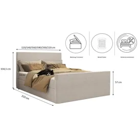 Kaiser Modern Boxspringbett mit bettkasten und topper VIESTA stoff Poso Dunkelgrau