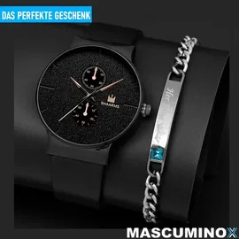 MAVURA MASCUMINOX Armbanduhr Armband Set Herren Elegant Luxus Business Uhr Geschenk