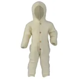 Engel Baby Overall mit Kapuze aus Bio Schurwoll-Fleece, Natur, 62/68