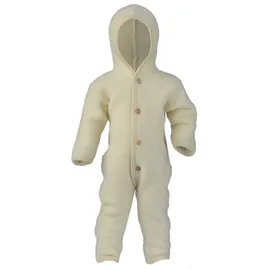 Engel Baby Overall mit Kapuze aus Bio Schurwoll-Fleece, Natur, 62/68