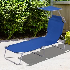 Outsunny Sonnenliege, Blau, Metall, Textil, 58x27x187 cm, Gartenmöbel, Gartenliegen