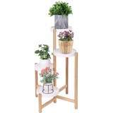 unho Pflanzenregal aus Bambus, Pflanzenständer Ecke, 4 Ebenen Pflanzentreppe mehrstöckig für Garten Balkon Wohnzimmer, 51×80cm