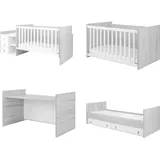 KIKKABOO Babybett Lorena 4 in 1 Kommode Schaukelfunktion Schreibtisch Jugendbett grau