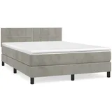 vidaXL Boxspringbett mit Matratze Hellgrau 140x200 cm Samt1389952