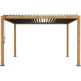 LECO Lamellenpergola Deluxe 3 m x 4 m Holzoptik