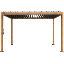 LECO Lamellenpergola Deluxe 3 m x 4 m Holzoptik