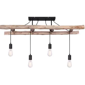 ETC Shop Hängeleuchte Lampe Holzleuchte Vintage Pendellampe Esszimmer, 4 flammig Holzleiter, natur braun schwarz, 4x E27 Fassungen, Hxlxb 80x115x30cm