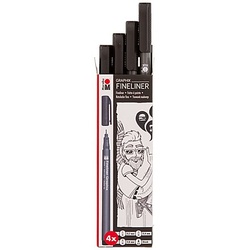 Graphix Fineliner, schwarz, 4 Stifte