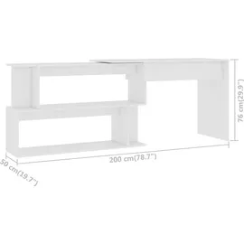 vidaXL Eckschreibtisch Weiß 200x50x76 cm