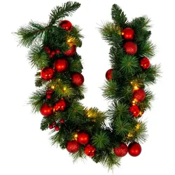 Weihnachtsranke Girlande Weihnachtsdeko LED Kugeln Timer Batterie Innen Außen