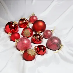 Christbaumkugel Weihnachtskugel Glas 3 Größen glänzend matt glitzernd rot 12St.