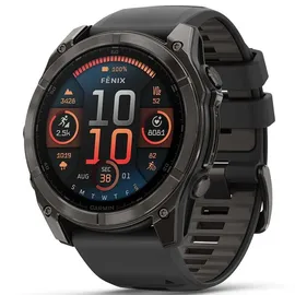 Garmin fenix 8 AMOLED 51 mm sapphire, schwarz / carbongrau DLC Titan mit QuickFit Silikon-Armband 26 mm