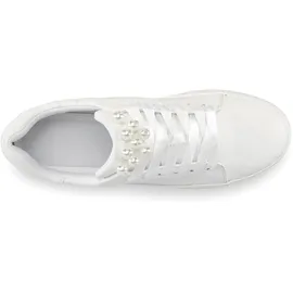 LASCANA Sneaker LASCANA, Damen, Gr. 42, weiß, Obermaterial: 100% Lederimitat. Decksohle: 100% Textilmaterial. Futter: 100% Textilmaterial. Laufsohle: 100% Synthetik, unifarben, Basic, Schuhe Sneaker, mit Perlen, Schnürhalbschuhe, Freizeitschuhe, VEGAN