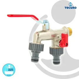 tecuro Doppel-Kugelauslaufventil 1/2 Zoll Messing rot