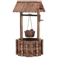 Goplus - Wunschbrunnen mit Dach, Gartenbrunnen mit Holzeimer, Garten
