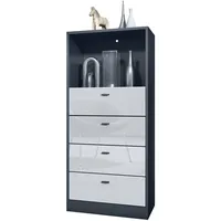 Vladon Kommode, Weiß Hochglanz, Holzwerkstoff, 56x125x36 cm, Wohnzimmer, Kommoden