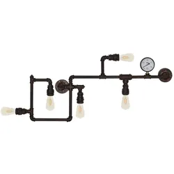 Industrie Vintage Wandleuchte Amarcord 5-flammig E27 Wasserrohr rostbraun