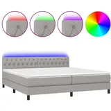 vidaXL Boxspringbett mit Matratze & LED Hellgrau 200x200 cm Stoff