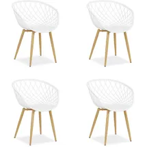 Homestyle4u Gartenstuhl, 4er Set in Weiß 2822