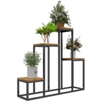 Outsunny Pflanzenständer, Blumenregal mit 4 Etagen, Pflanzenregal für Garten,