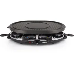 Princess 162700 Raclette 8 Oval Grill Party, 8 Person(en), Schwarz, Edelstahl, O