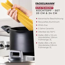 Fackelmann Topf-Set 4-tlg. 2 x Kochtopf Ø20 cm + 2 x Kochtopf Ø24 cm