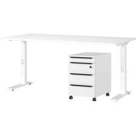 Germania Büromöbel-Set »Mailand«, 2-teiliges Set: Schreibtisch + Rollcontainer, weiß