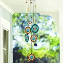 YU FENG Blumen Windspiel für Draußen Glasperlen 58cm Garten Deko