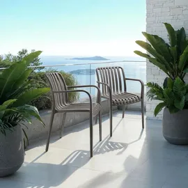 Tectake Alcudia Gartenstuhl 4 St. 4 x 4 x 4 cm Silber