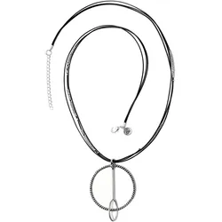 Lange Kette "Karina", Damen, Gr. one size, Metall, schwarz, COLLEZIONE ALESSANDRO, Basic, Halsketten, mit rundem Anhänger im Antik Look