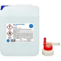 Kamin-Ethanol, 99,98% Alkohol-Gehalt I 5 Liter I Bioethanol I inkl. 1 x AGH I HERRLAN-Qualität I Made in Germany