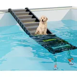 Faltbare Hunde-Poolrampe mit 83,8 cm Beinen für freie Höhenverstellung, sichere und leicht zugängliche Hunde-Wasserrampe für Pool, Poolrampe für Hunde bis zu 90 kg (schwarz)