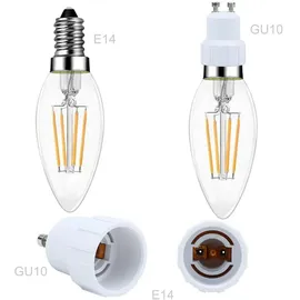 Intirilife GU10 auf E14 Lampensockel Adapter in WEISS – 4x Lampenadapter zum Umformatieren von GU10 auf E14
