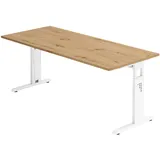Hammerbacher OS 19 höhenverstellbarer Schreibtisch asteiche rechteckig, C-Fuß-Gestell weiß 180,0 x 80,0 cm