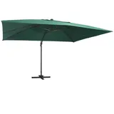 vidaXL Ampelschirm mit LED-Leuchten und Aluminium-Mast 400x300 cm Grün
