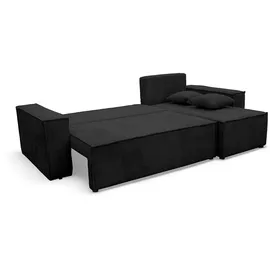 m-punkt Wohnlandschaft Ecksofa COMO Cord mit Bett Sofa Schlafsofa Ottomane rechts links universell - Schwarz